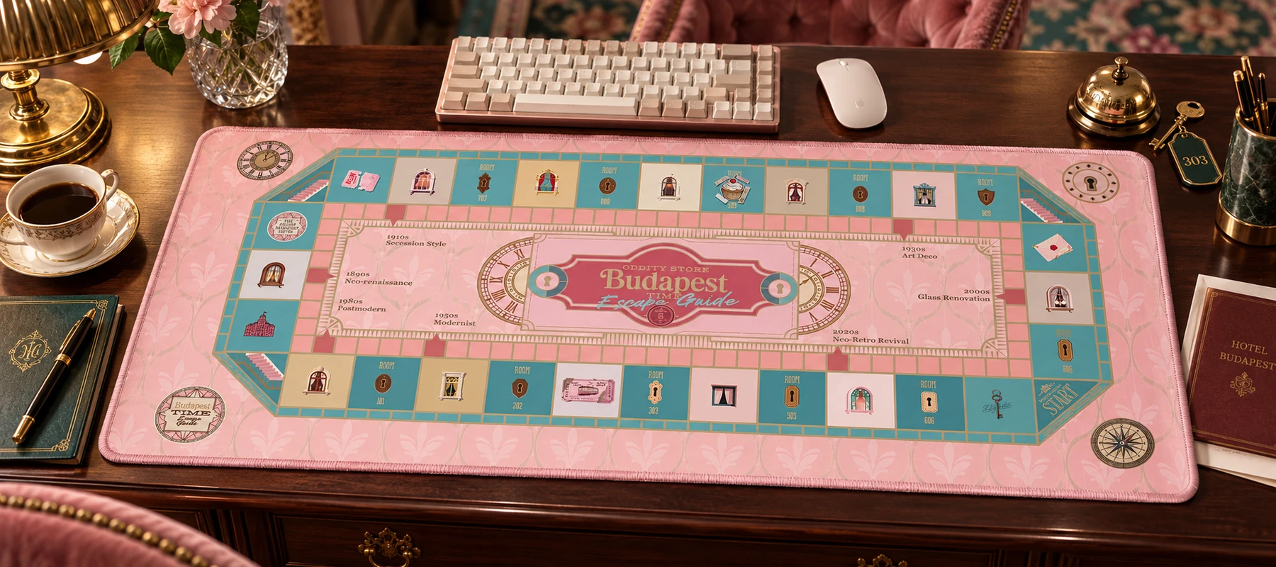 Budapest Time-Escape Chess Desk Mat