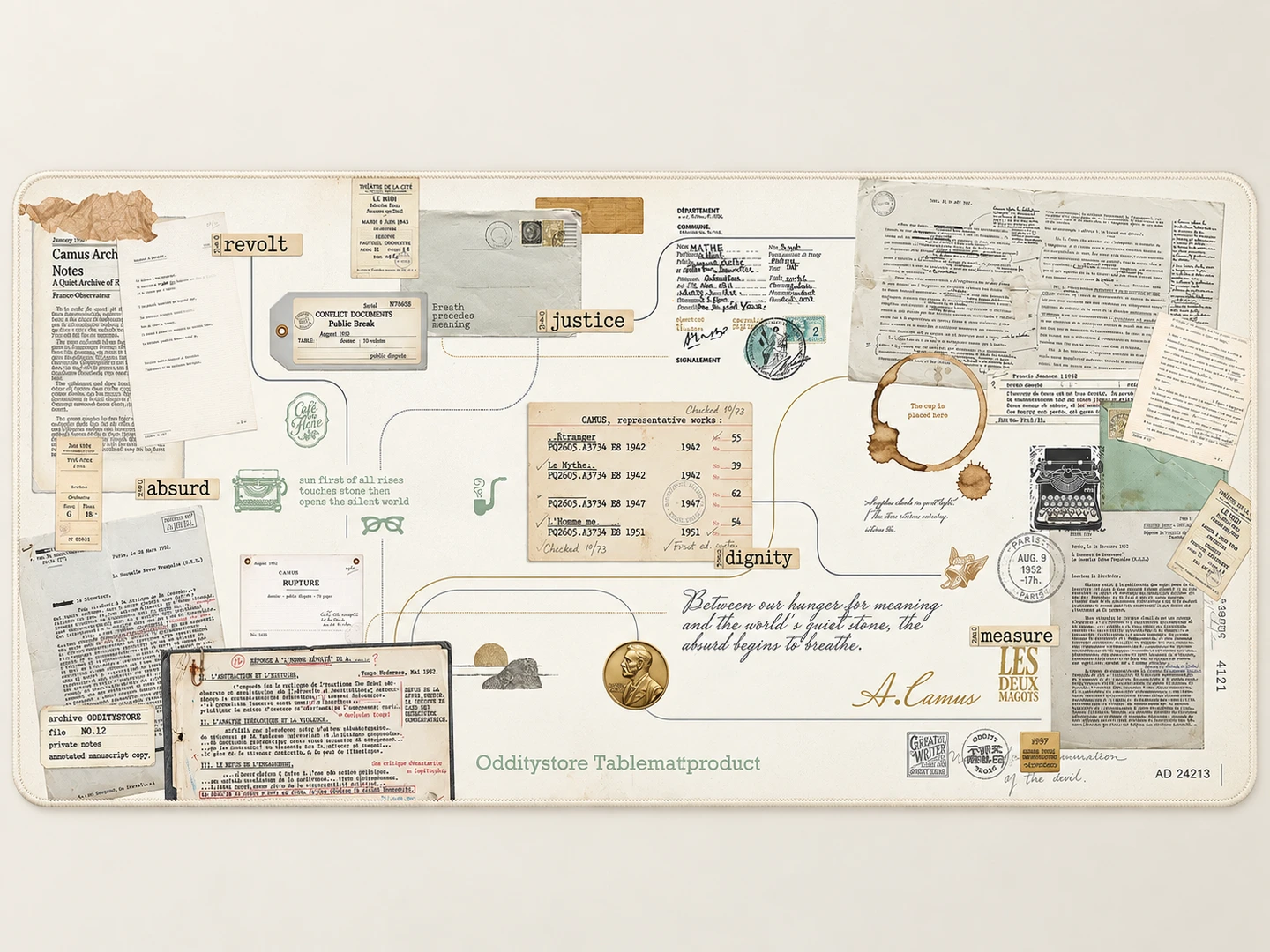 Camus: The Breath of Existence Desk Mat — Full pattern